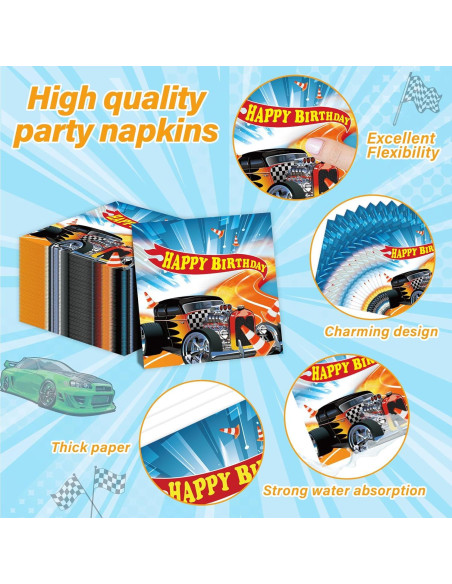 Set de Vajilla para Fiesta de Cumpleaños Autos de Carreras Set de Vajilla para Fiesta de Cumpleaños Autos de Carreras