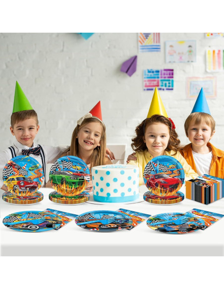 Set de Vajilla para Fiesta de Cumpleaños Autos de Carreras Set de Vajilla para Fiesta de Cumpleaños Autos de Carreras