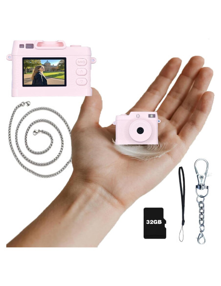 Cámara Mini Digital ONEFAR X2PRO 1080P Rosa con 32GB