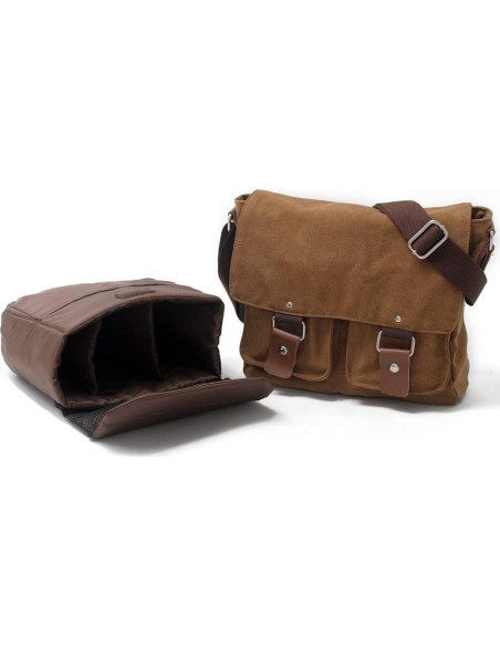 Bolsa de Mensajero Impermeable para Cámara DSLR MUCHAUN Café