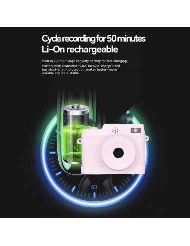 Cámara Mini Digital ONEFAR X2PRO 1080P Rosa con 32GB