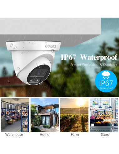 Cámara de Seguridad Domo OOSSXX 5MP HD IP67 para Interior/Exterior