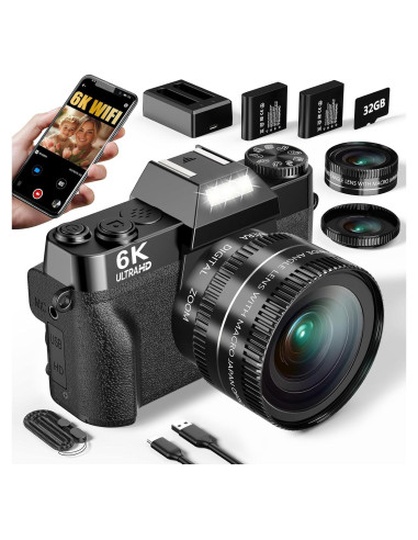 Cámara Digital 6K WIKICO WD02 64MP Zoom 16X Pantalla 3"