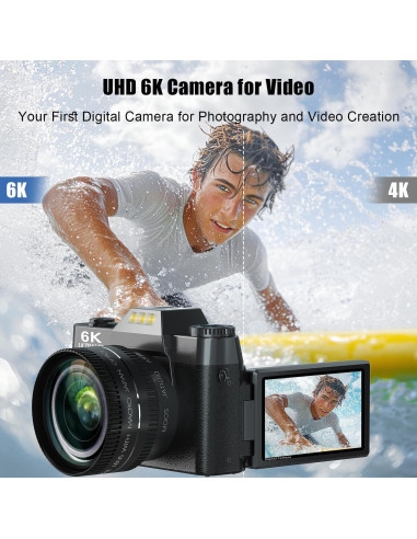 Cámara Digital 6K WIKICO WD02 64MP Zoom 16X Pantalla 3"