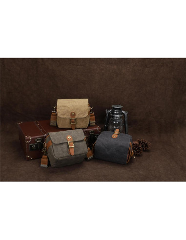 Bolsa de Cámara Vintage Peacechaos Lona Impermeable 20x15cm