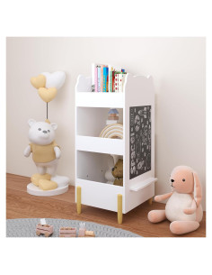Estantería para Niños KT Rolster, Librero Oso Blanco 3 Niveles