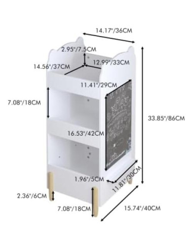 Estantería para Niños KT Rolster, Librero Oso Blanco 3 Niveles