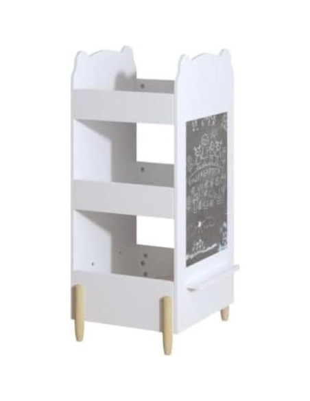 Estantería para Niños KT Rolster, Librero Oso Blanco 3 Niveles