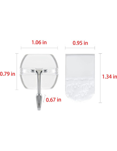 20 Ganchos Transparentes CARAINBO + 25 Tiras Adhesivas