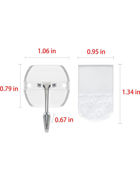 20 Ganchos Transparentes CARAINBO + 25 Tiras Adhesivas