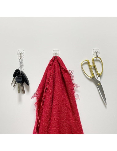 20 Ganchos Transparentes CARAINBO + 25 Tiras Adhesivas