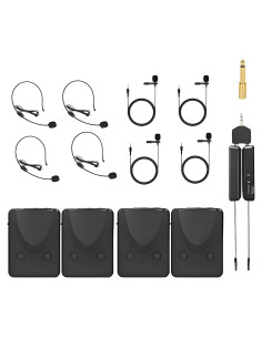 Kit de Micrófono Inalámbrico 8 en 1 - 4 Diadema y 4 Lavalier
