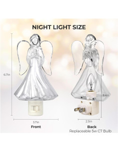 Luz Nocturna de Ángel Orante Enchufable 2PCS 5W Cálida 2