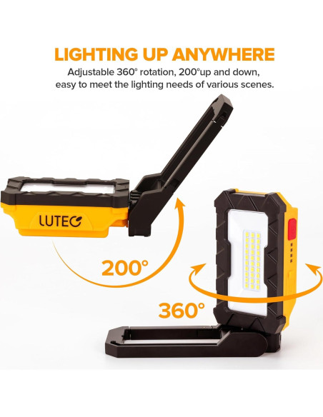 LUTEC Luz de Trabajo Recargable 1000 Lúmenes LED Magnética