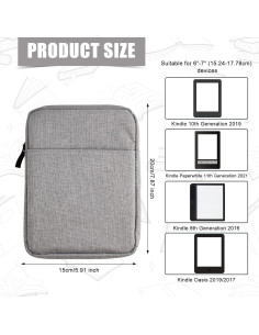 Funda Protectora para E-Reader Kindle 6-7" PEUTIER Gris 2