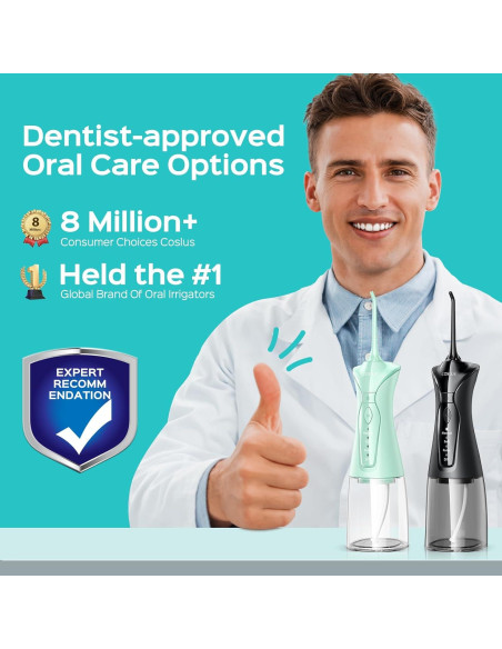 COSLUS Flosser de Agua Inalámbrico 2 Paquetes Negro y Verde