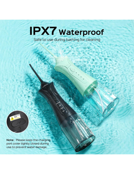 COSLUS Flosser de Agua Inalámbrico 2 Paquetes Negro y Verde