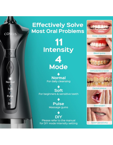 COSLUS Flosser de Agua Inalámbrico 2 Paquetes Negro y Verde