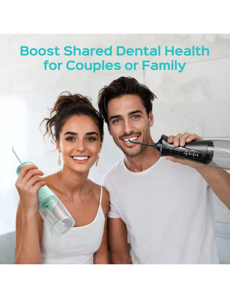 COSLUS Flosser de Agua Inalámbrico 2 Paquetes Negro y Verde