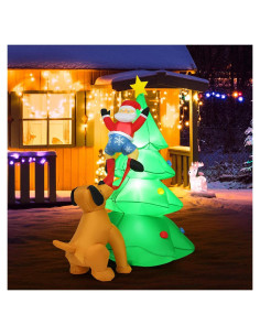 Tangkula Árbol de Navidad Inflable 1.98m con Luces LED