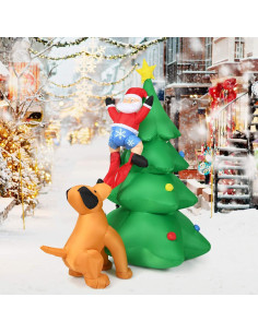 Tangkula Árbol de Navidad Inflable 1.98m con Luces LED 2