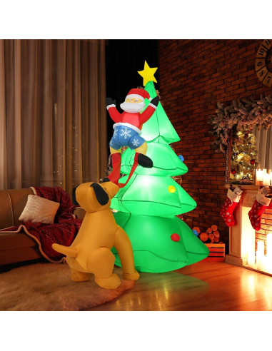 Tangkula Árbol de Navidad Inflable 1.98m con Luces LED