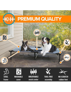 Cama Elevada para Perros K&H Pet Products XL 127x81cm Gris 2