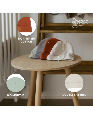 Conjunto de Gorro Beanie para Bebé Parker 2-Pack Algodón 100%
