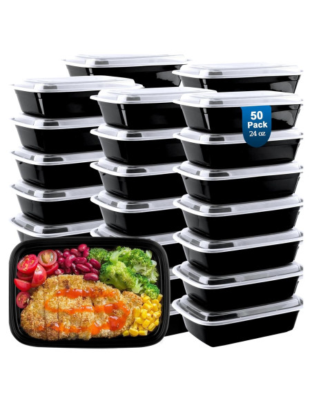 Contenedores de Comida VIVIGU 24 oz 50 Piezas A Prueba de Fugas