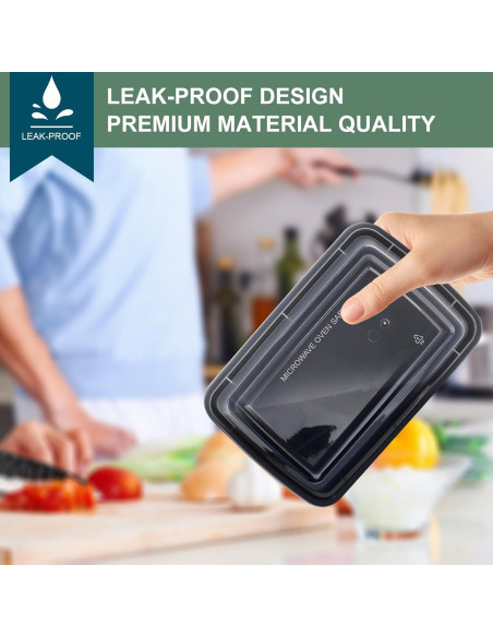 Contenedores de Comida VIVIGU 24 oz 50 Piezas A Prueba de Fugas