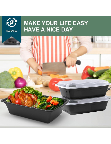 Contenedores de Comida VIVIGU 24 oz 50 Piezas A Prueba de Fugas