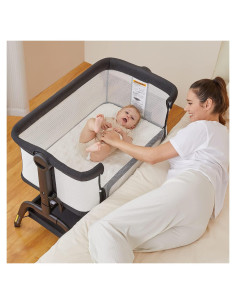 Cuna 3 en 1 BabyBond con Colchón y Sábana Lavables, Negra