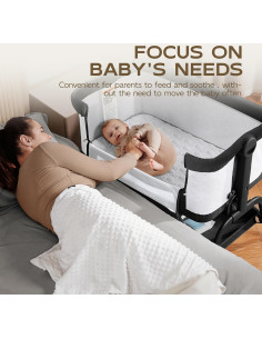 Cuna 3 en 1 BabyBond con Colchón y Sábana Lavables, Negra 2