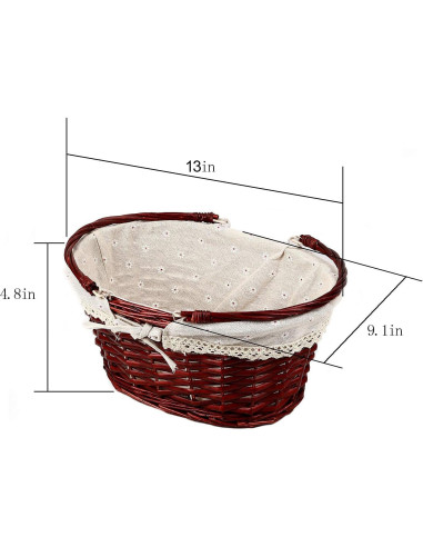 Cesta Tejida de Mimbre KINJOEK 2 Piezas con Forro Algodón