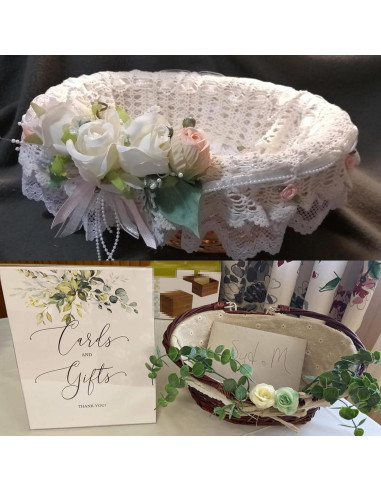 Cesta Tejida de Mimbre KINJOEK 2 Piezas con Forro Algodón