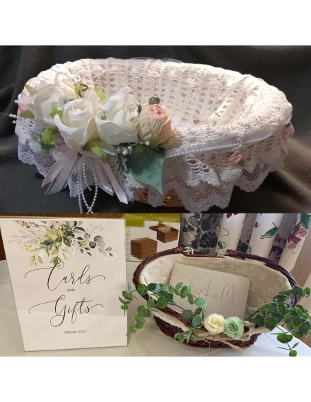 Cesta Tejida de Mimbre KINJOEK 2 Piezas con Forro Algodón