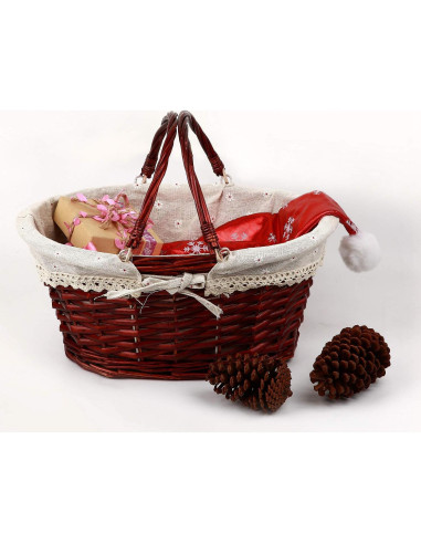 Cesta Tejida de Mimbre KINJOEK 2 Piezas con Forro Algodón