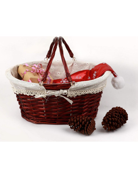 Cesta Tejida de Mimbre KINJOEK 2 Piezas con Forro Algodón