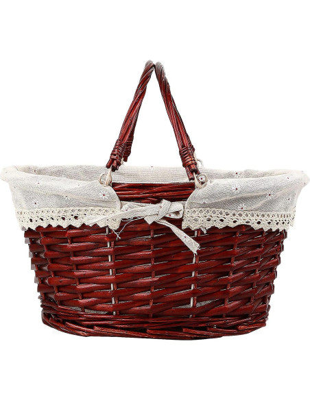 Cesta Tejida de Mimbre KINJOEK 2 Piezas con Forro Algodón