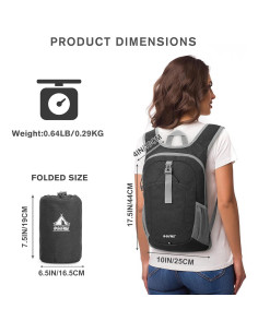 Mochila de Senderismo Plegable G4Free 12L Negra 2