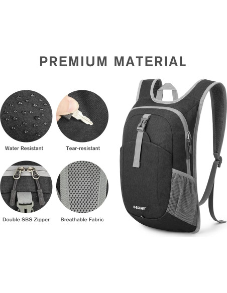 Mochila de Senderismo Plegable G4Free 12L Negra