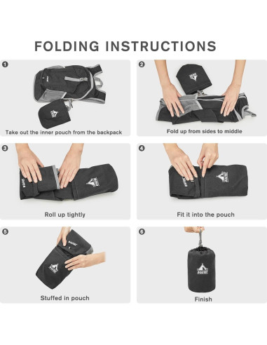 Mochila de Senderismo Plegable G4Free 12L Negra