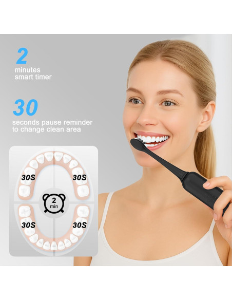 Cepillo de Dientes Eléctrico HYCHIKA P2 Negro, 240 Días Batería