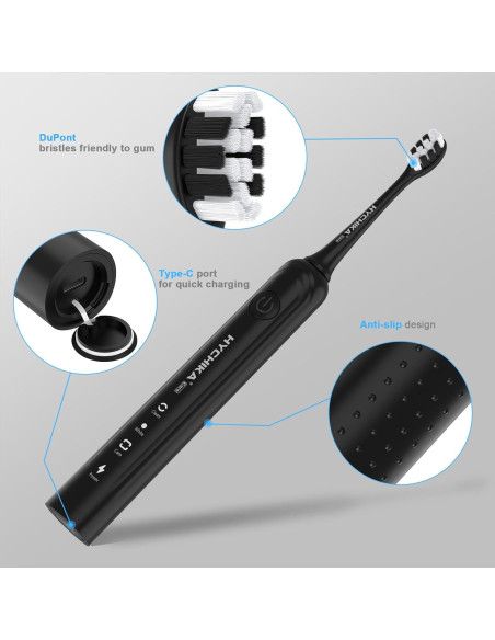 Cepillo de Dientes Eléctrico HYCHIKA P2 Negro, 240 Días Batería