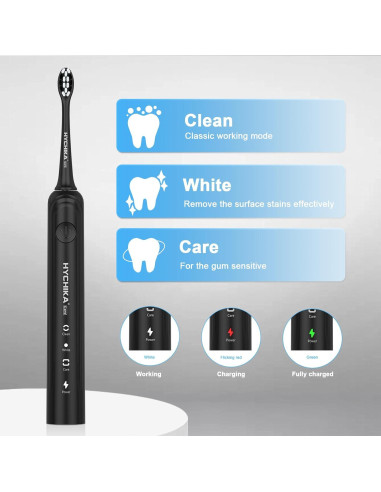 Cepillo de Dientes Eléctrico HYCHIKA P2 Negro, 240 Días Batería