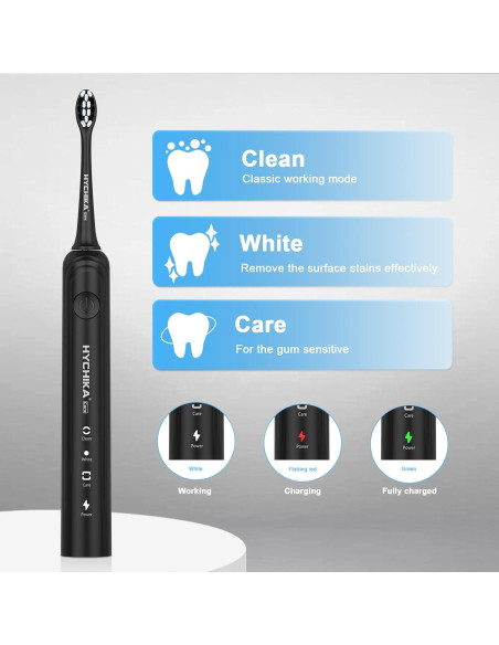 Cepillo de Dientes Eléctrico HYCHIKA P2 Negro, 240 Días Batería