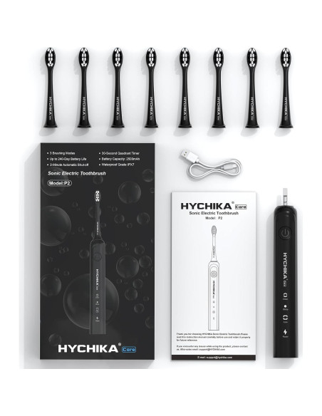 Cepillo de Dientes Eléctrico HYCHIKA P2 Negro, 240 Días Batería