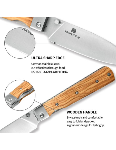 Cuchillo de cocina plegable ZhengSheng 11.43 cm acero inoxidable