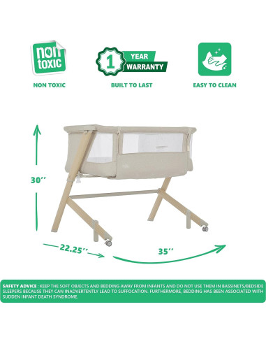 Cuna Evolur Stellar Lateral Beige Ajustable 11.34 kg