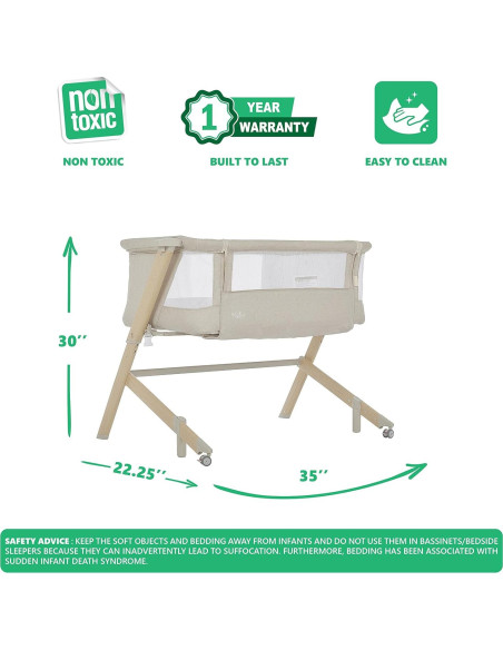 Cuna Evolur Stellar Lateral Beige Ajustable 11.34 kg